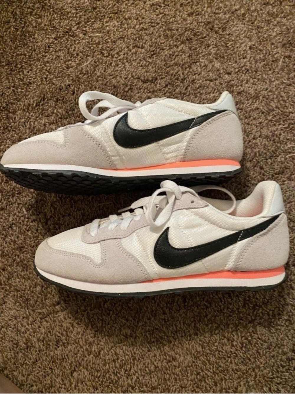 Nike Women’s White & Black Sneakers with Coral Accent
